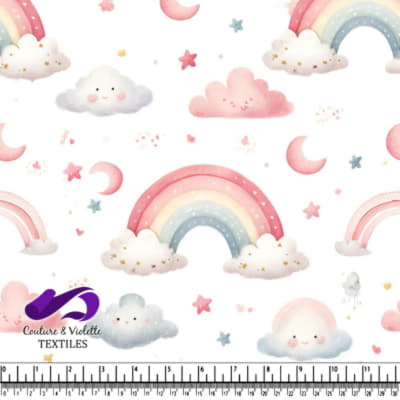 Cute Clouds Rainbows and Stars Pattern