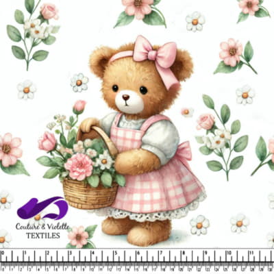 Teddy Bear with Flowers Basket Dress