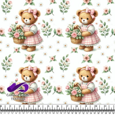 Teddy Bear with Flowers Basket Dress