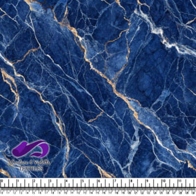 Texture Marbrée Bleue avec Veines Dorées
