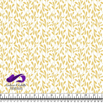 Motif de Feuille Botanique Dorée sur Fond Blanc