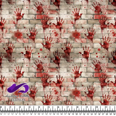 Bloody Handprints on Brick Wall