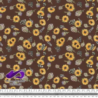 Artichaut and Sunflowers on background color downtown brown