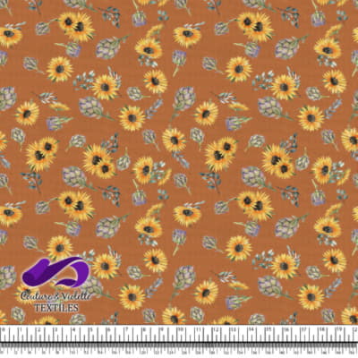 Artichaut and Sunflowers on background color Tomato cream