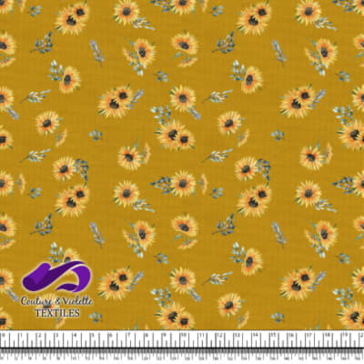 Sunflowers on golden yellow background