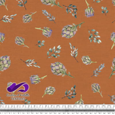 Artichoke on tomato cream background