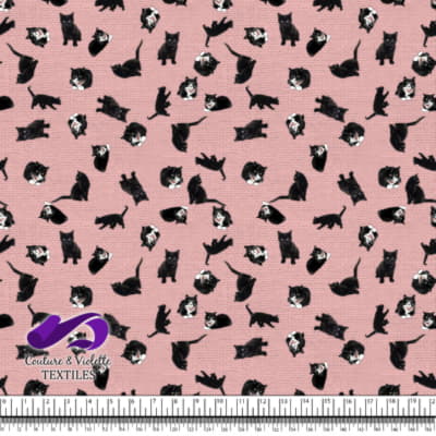 Black cat - Cats on first blush pink texture
