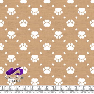 Cat - paws surround by littles hearts on desert mist texture