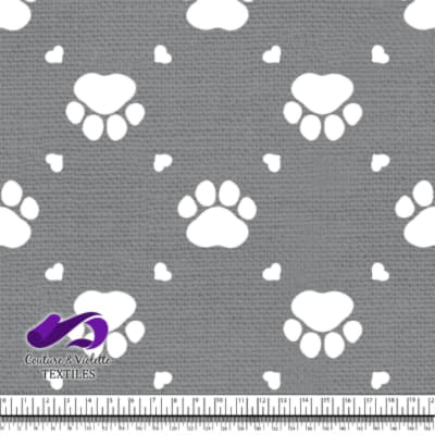 Cat - paws surround by littles hearts on ultimate gray texture