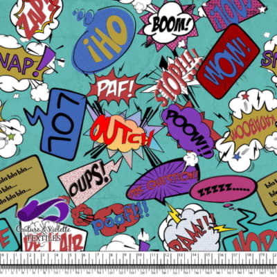 Comic book - Speech bubbles LOL on teal background