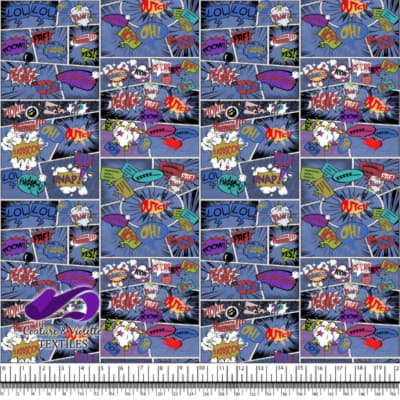 Comic book - Story in style colorful words on a blue background