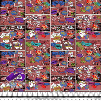 Comic book - Story in style colorful words on a red background