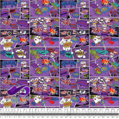 Comic book - Story in style colorful words on a violet background