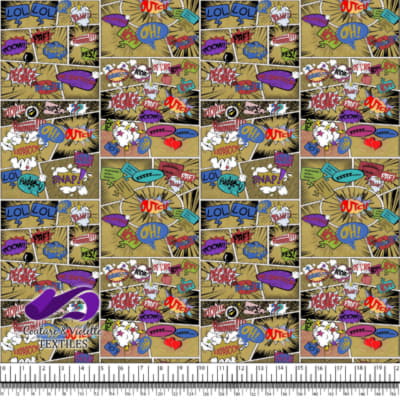 Comic book - Story in style colorful words on a yellow background