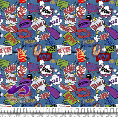 Comic book - Speech bubbles Fudge on blue background