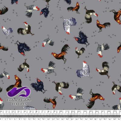 Roosters and hens - Feathered Flock on Chiseled Stone background