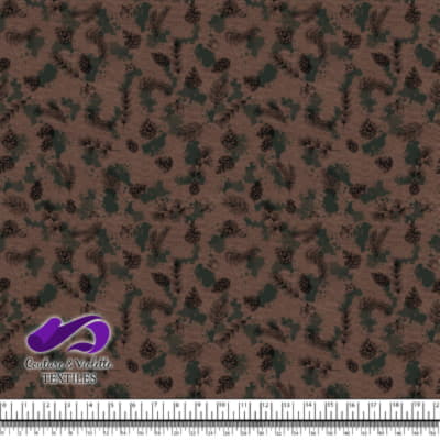 Conifers and dark green spots on Brown background