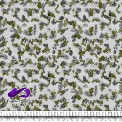 Conifers and dark green spots on Ultimate gray background