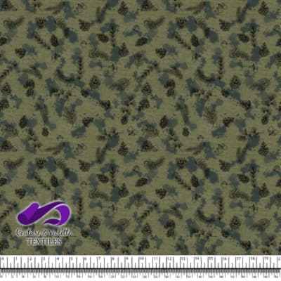 Conifers and dark green spots on Olive background