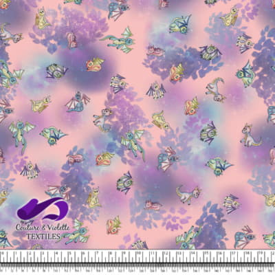 Dragons - Fantastic on textured first blush pink background