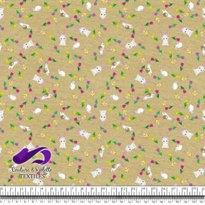 Easter - Ferrets and friends with tulips on dried moss background