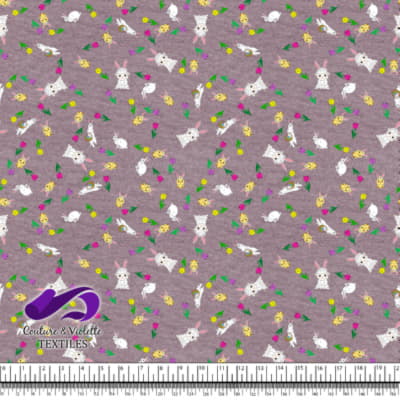 Easter - Ferrets and friends with tulips on textured Elderberry background