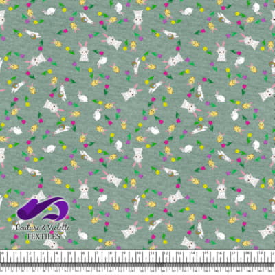 Easter - Ferrets and friends with tulips on granite green background