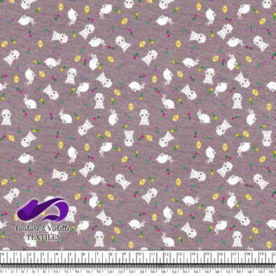 Easter - Cute animals on textured Elderberry background