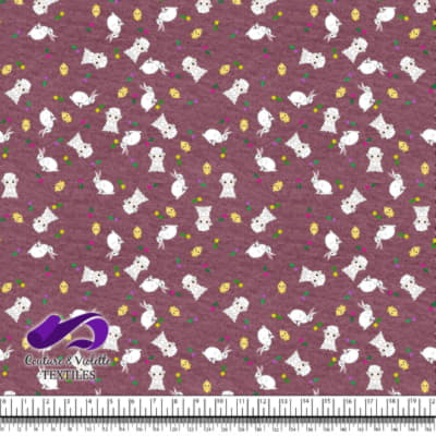 Easter - Cute animals on textured hawthorn rose background