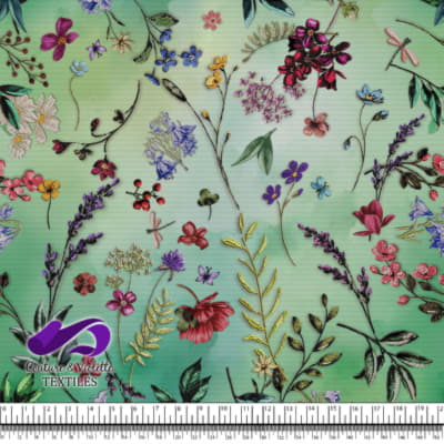 Embroidery bloom - Wildflowers on green background