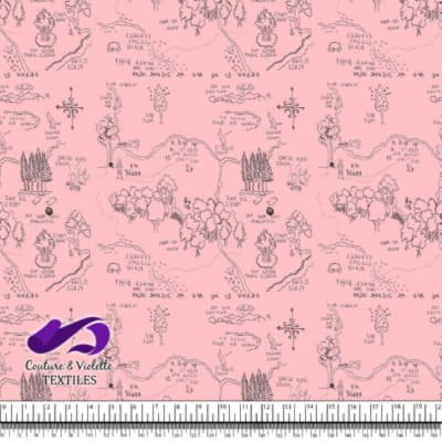 Winnie The Pooh - Map on Strawberry cream background