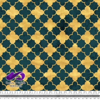 Geo art déco - Clovers Gold - Deep teal