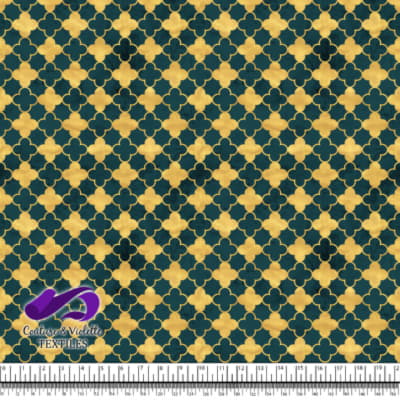Geo art déco - Clovers Gold - Deep teal