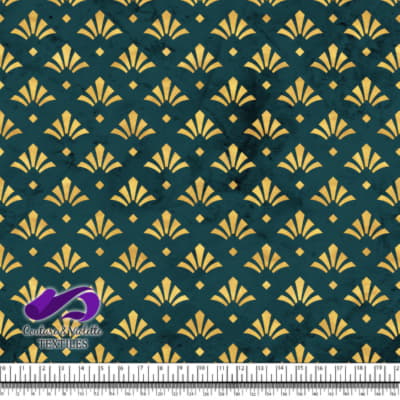 Geo art déco - Flowers gold - Deep teal