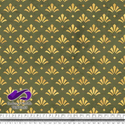 Geo art deco - Flowers gold - Olive