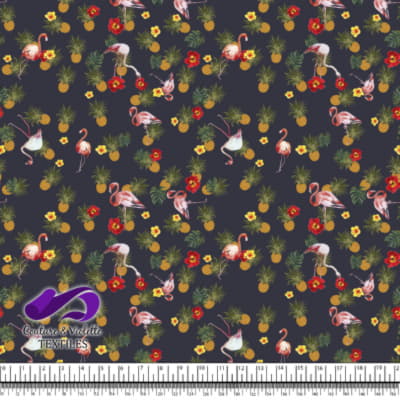 Tropical - Flora & Flamingos - Antracite