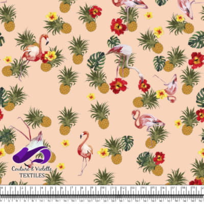 Tropical - Flora & flamingos - Peach