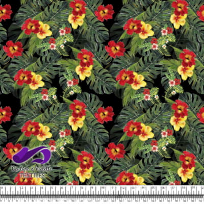 Tropical - Jungle hibiscus on Black background