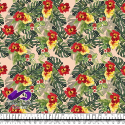 Tropical - Jungle hibiscus on peach background