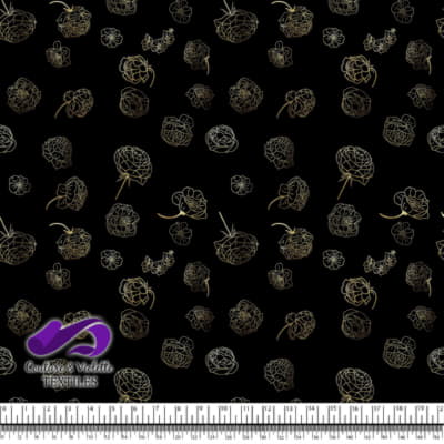 Autumn flowers - Gold - Black