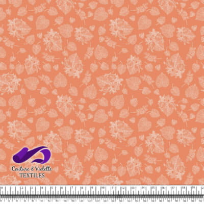 Monstera - Outline white - Coral