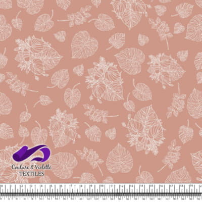 Monstera - Outline white - Dusty pink