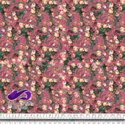 Microflowers - Peach roses on pink background