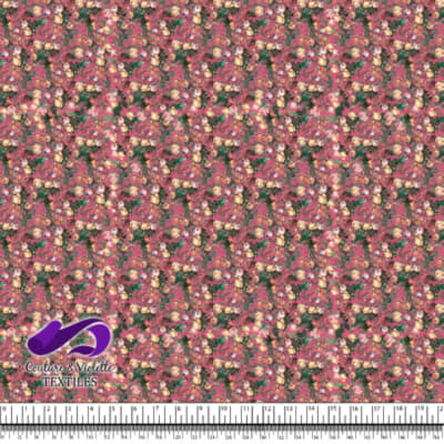 Microflowers - Peach roses on pink background