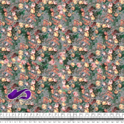 Microflowers - Peach roses on gray background